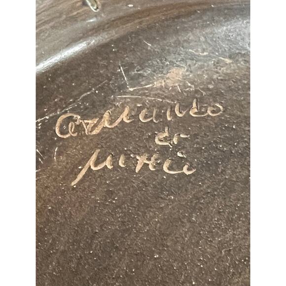 VTG Armando De Mexico Aztec Design Pottery Vessel Pot 7" Tall 7" Wide - Picture 5 of 5